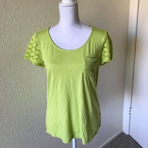 🆕NWT Chico’s Lime T-shirt with Knit backing